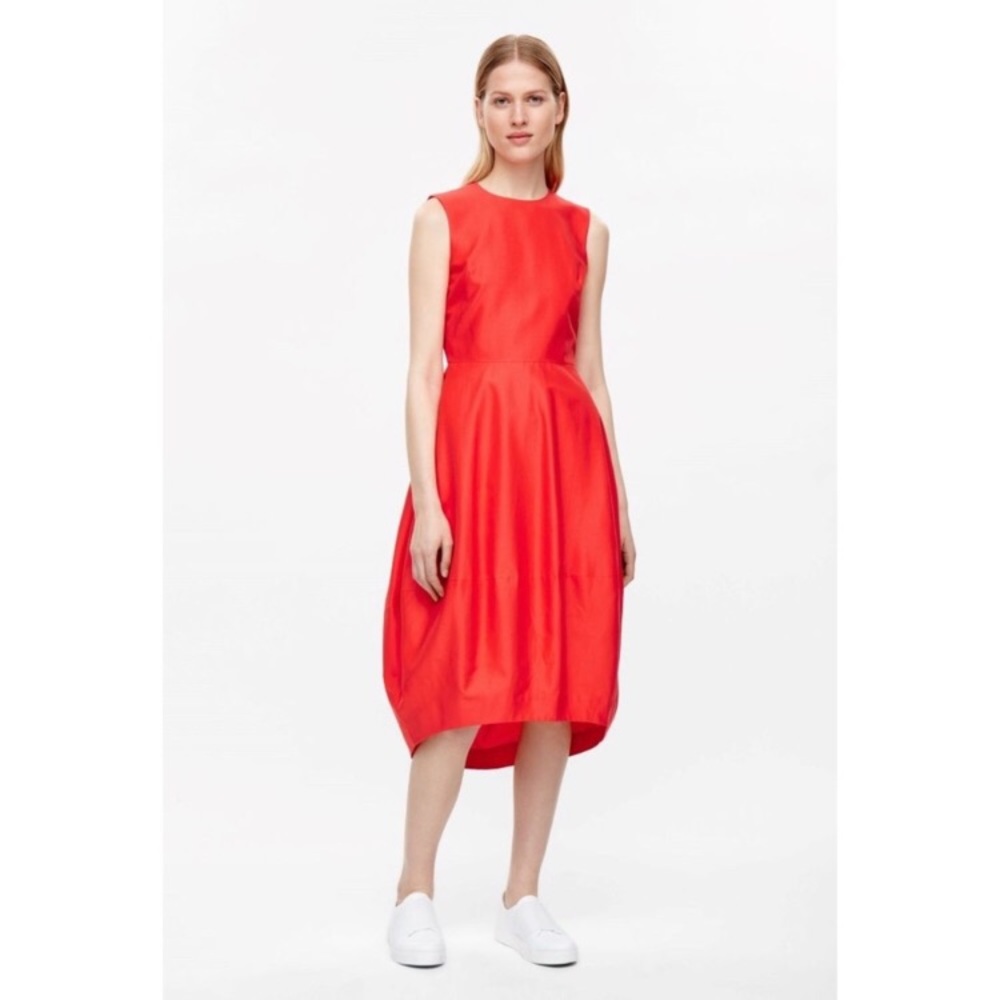 COS Women's Red Dress With Cocoon skirt CORAL - 4 - Picture 1 of 15